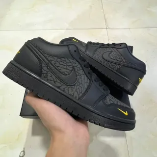 Nike Air Jordan 1 Low Black Elephant Print Lifestyle Sneakers
