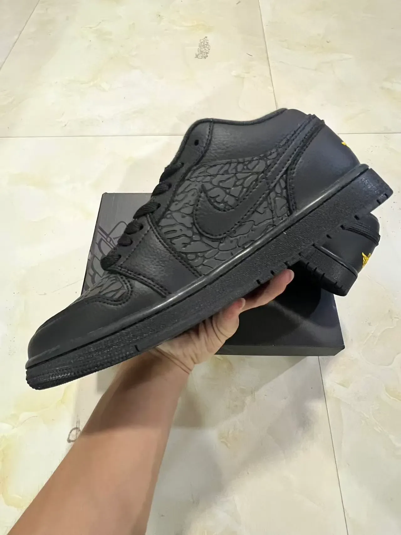 Nike Air Jordan 1 Low Black Elephant Print Lifestyle Sneakers 5