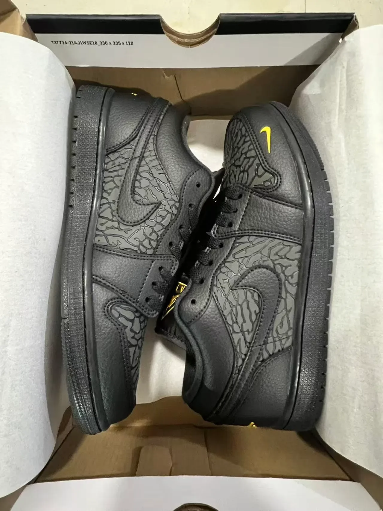 Nike Air Jordan 1 Low Black Elephant Print Lifestyle Sneakers 9