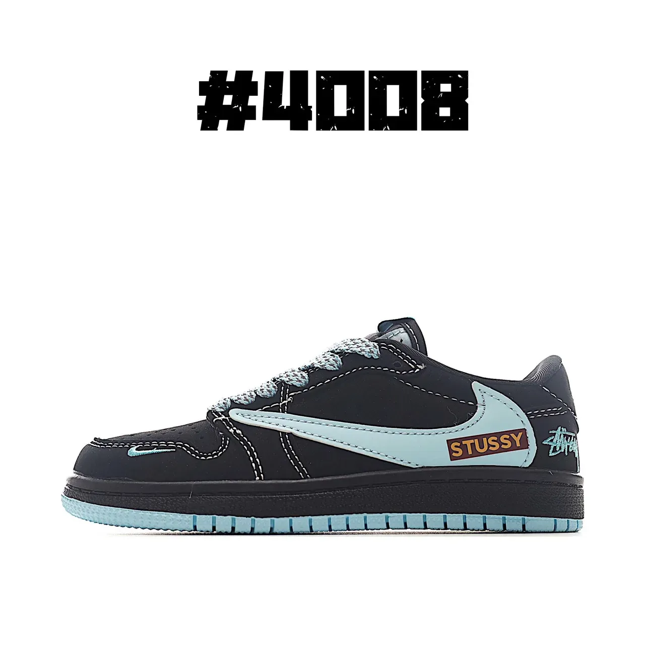 Nike Air Jordan 1 Low Black Light Blue Lifestyle Sneakers 3