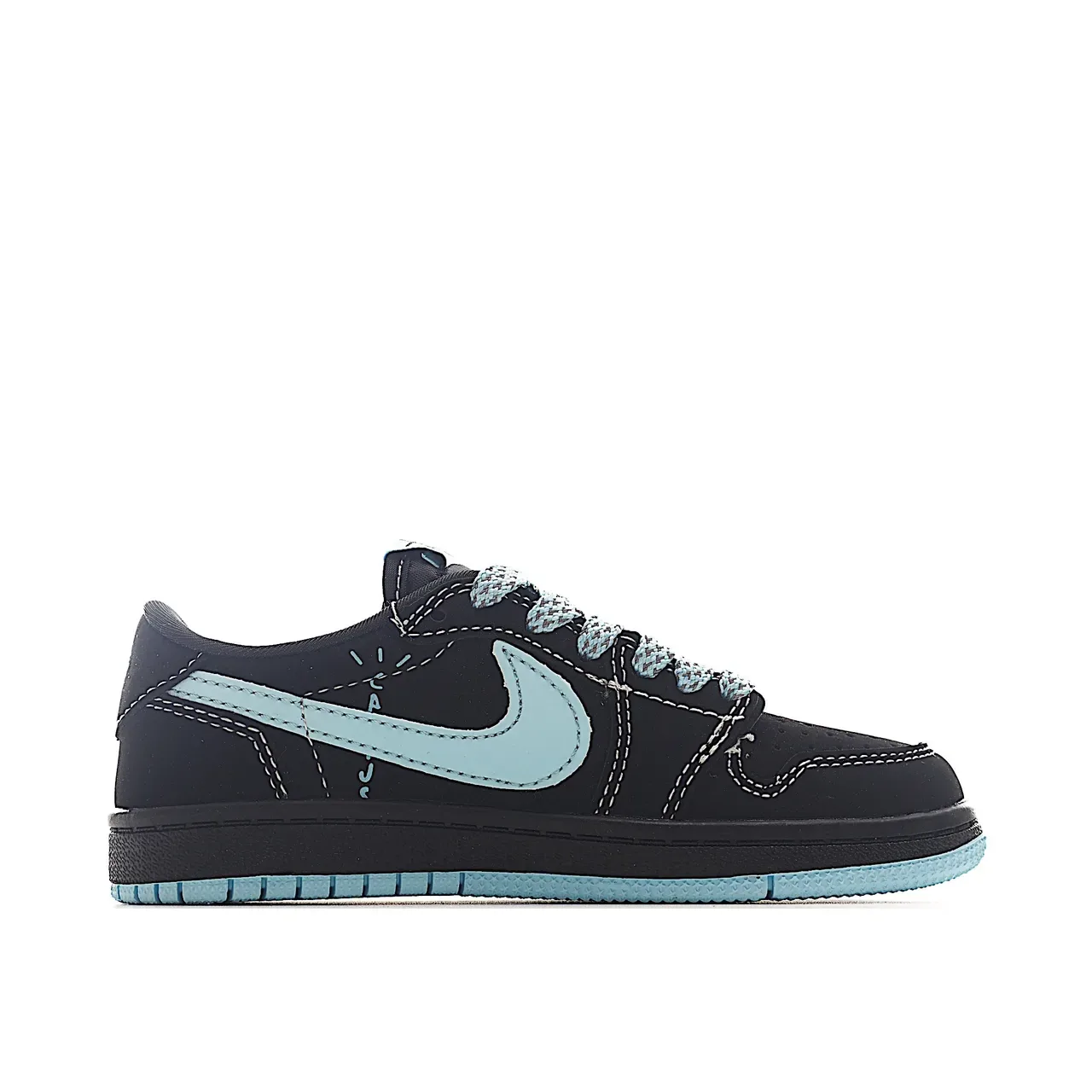 Nike Air Jordan 1 Low Black Light Blue Lifestyle Sneakers 13