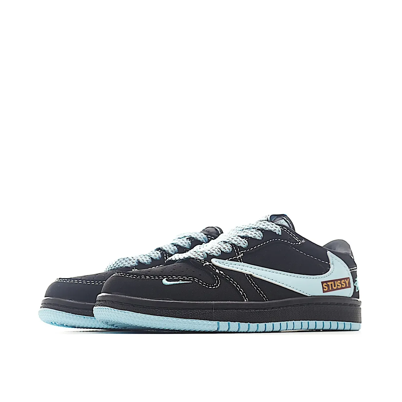 Nike Air Jordan 1 Low Black Light Blue Lifestyle Sneakers 14