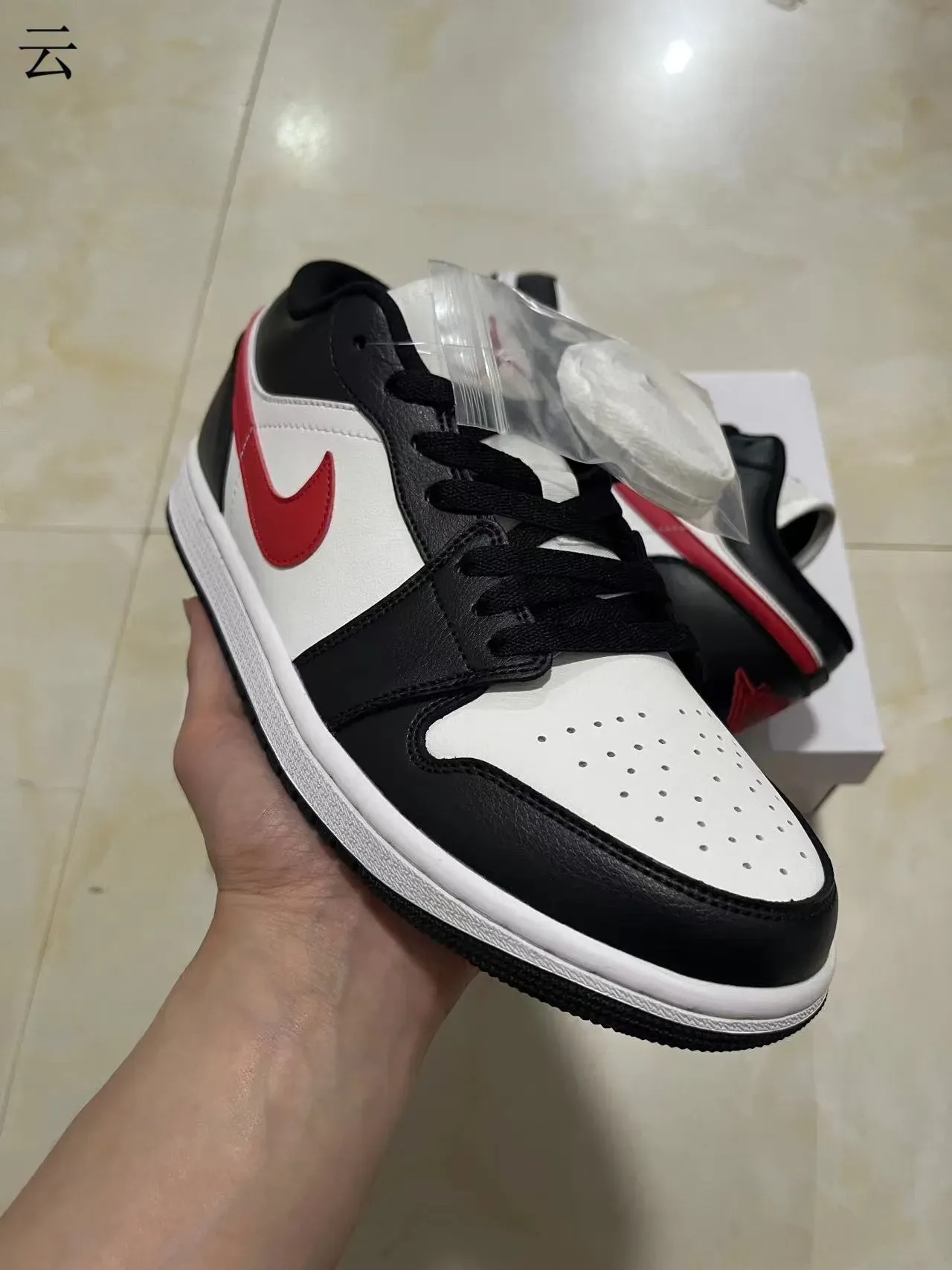 Nike Air Jordan 1 Low Black White Red Lifestyle Sneakers 2