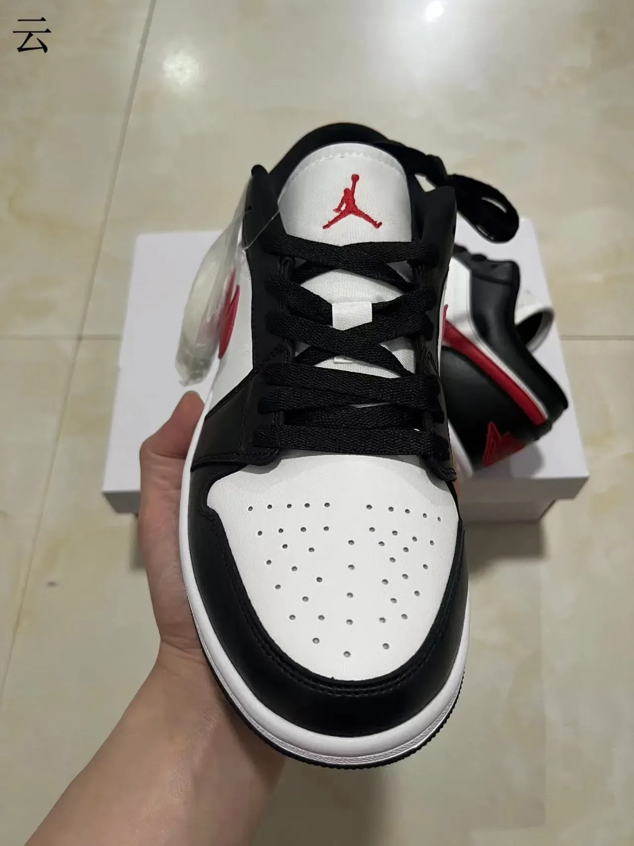 Nike Air Jordan 1 Low Black White Red Lifestyle Sneakers 3