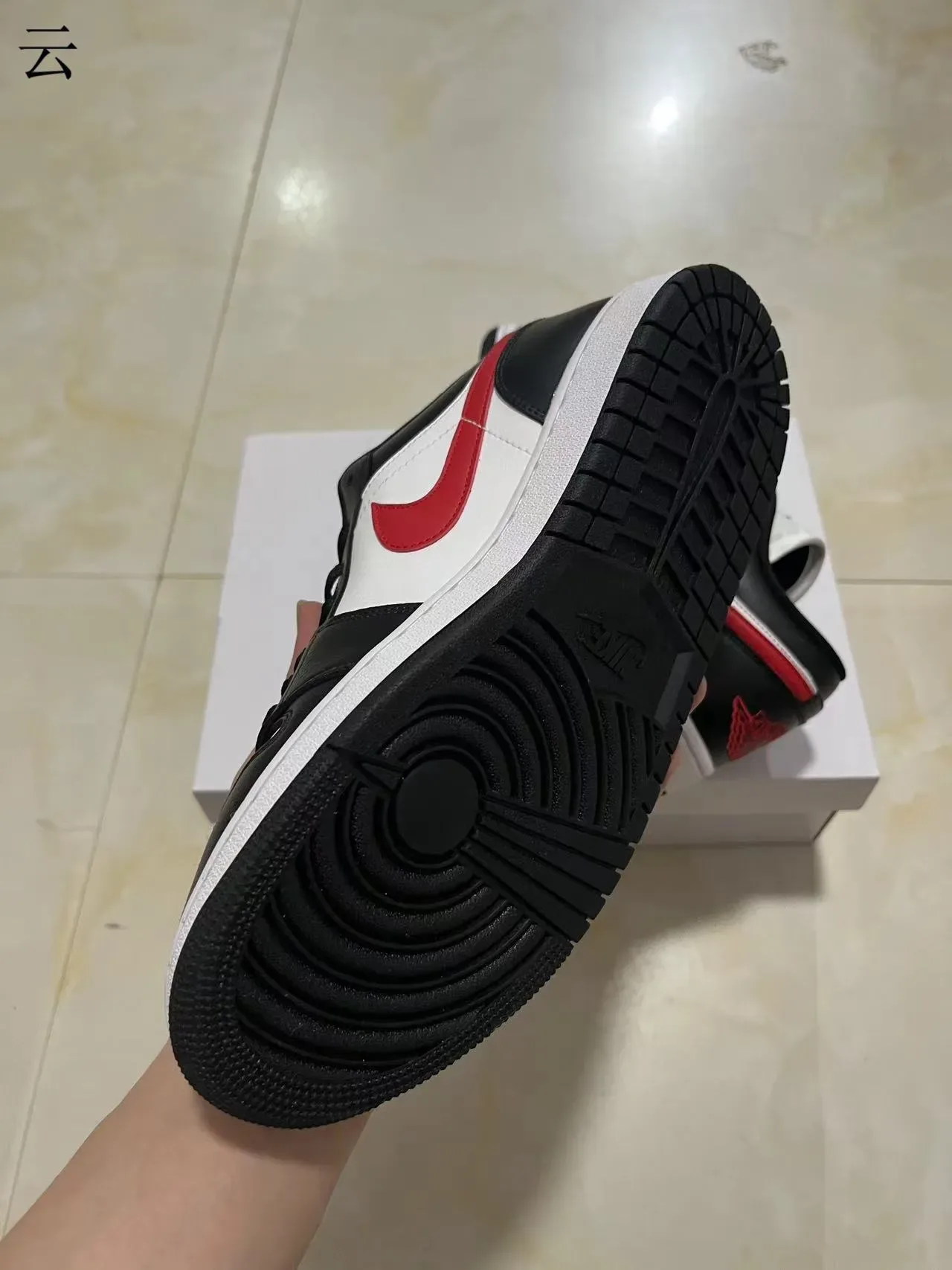 Nike Air Jordan 1 Low Black White Red Lifestyle Sneakers 6