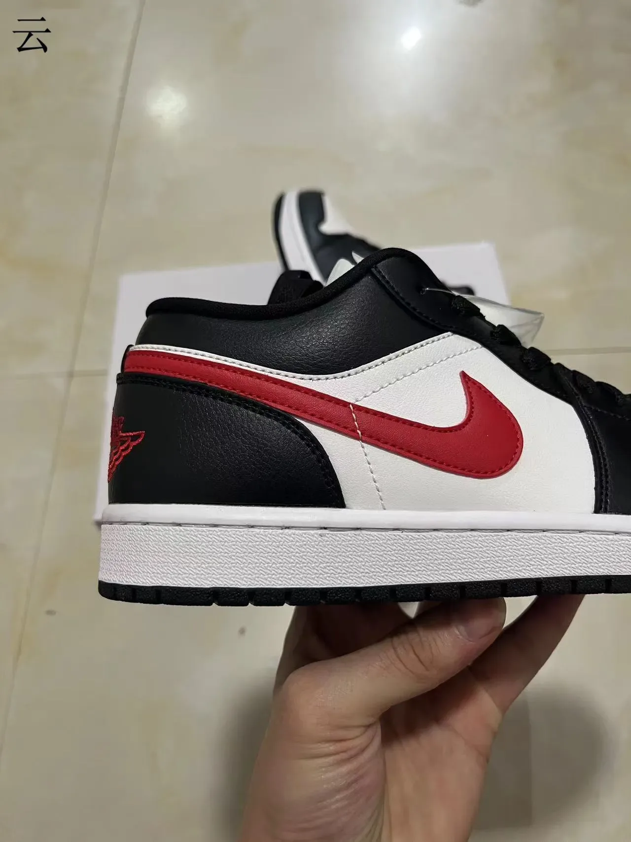 Nike Air Jordan 1 Low Black White Red Lifestyle Sneakers 7