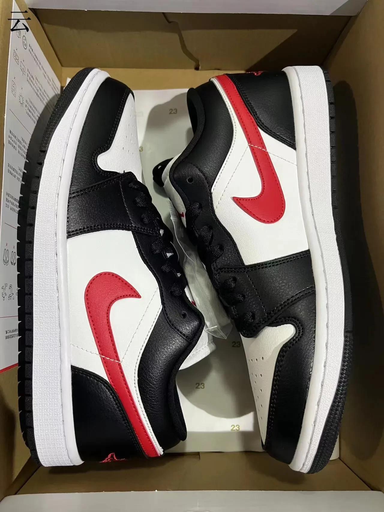 Nike Air Jordan 1 Low Black White Red Lifestyle Sneakers 11