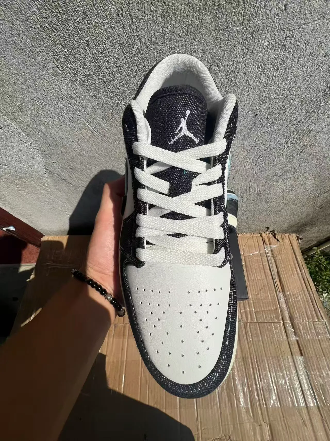 Nike Air Jordan 1 Low Denim and Leather Lifestyle Sneakers 3