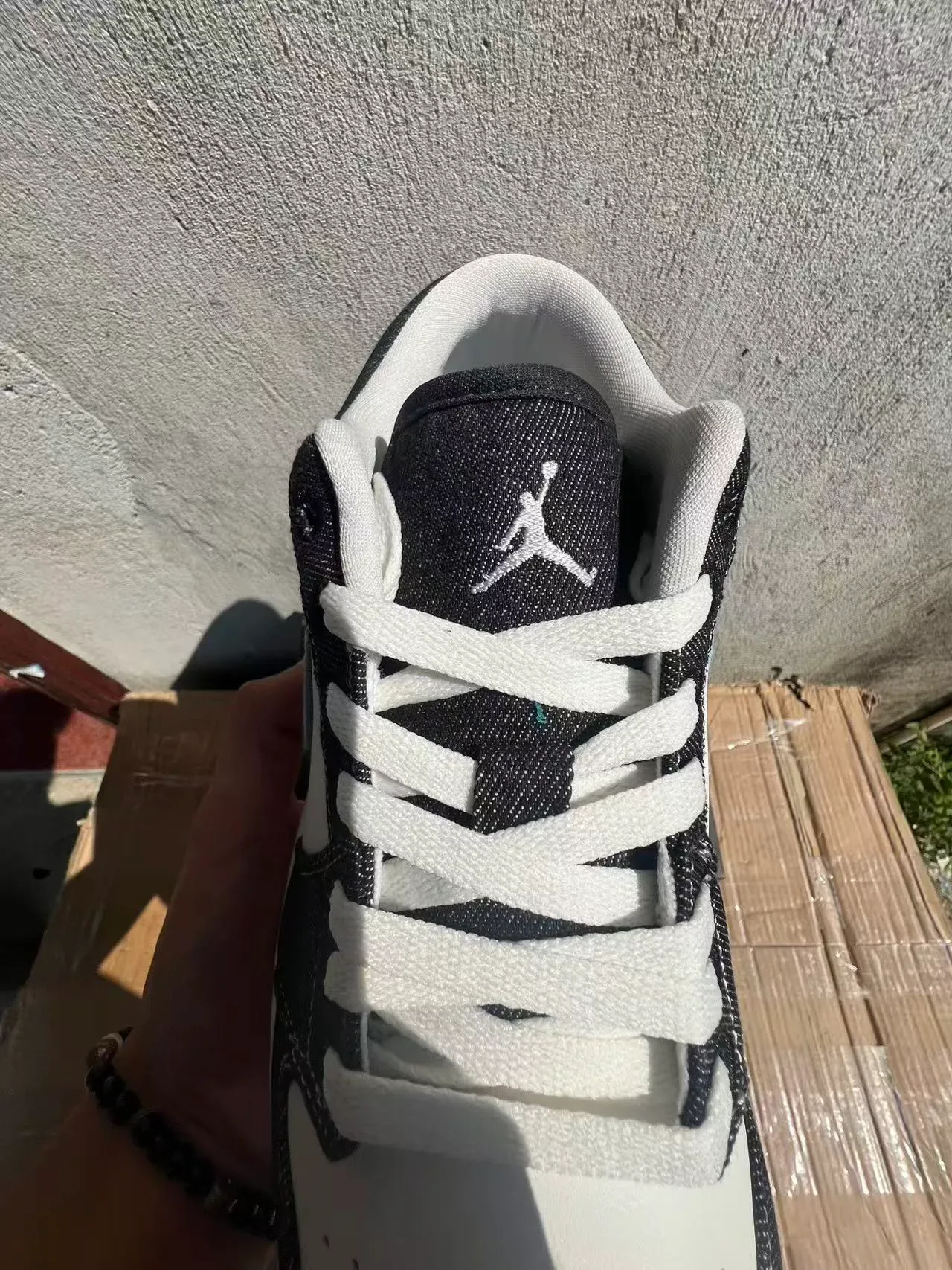 Nike Air Jordan 1 Low Denim and Leather Lifestyle Sneakers 4
