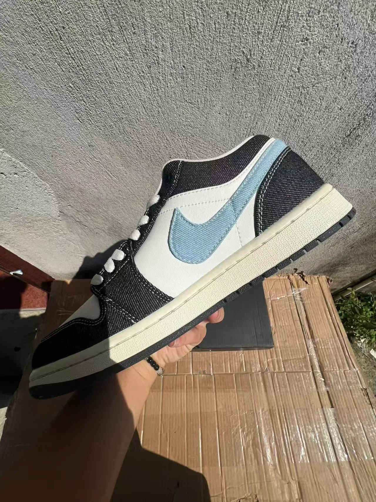 Nike Air Jordan 1 Low Denim and Leather Lifestyle Sneakers 5