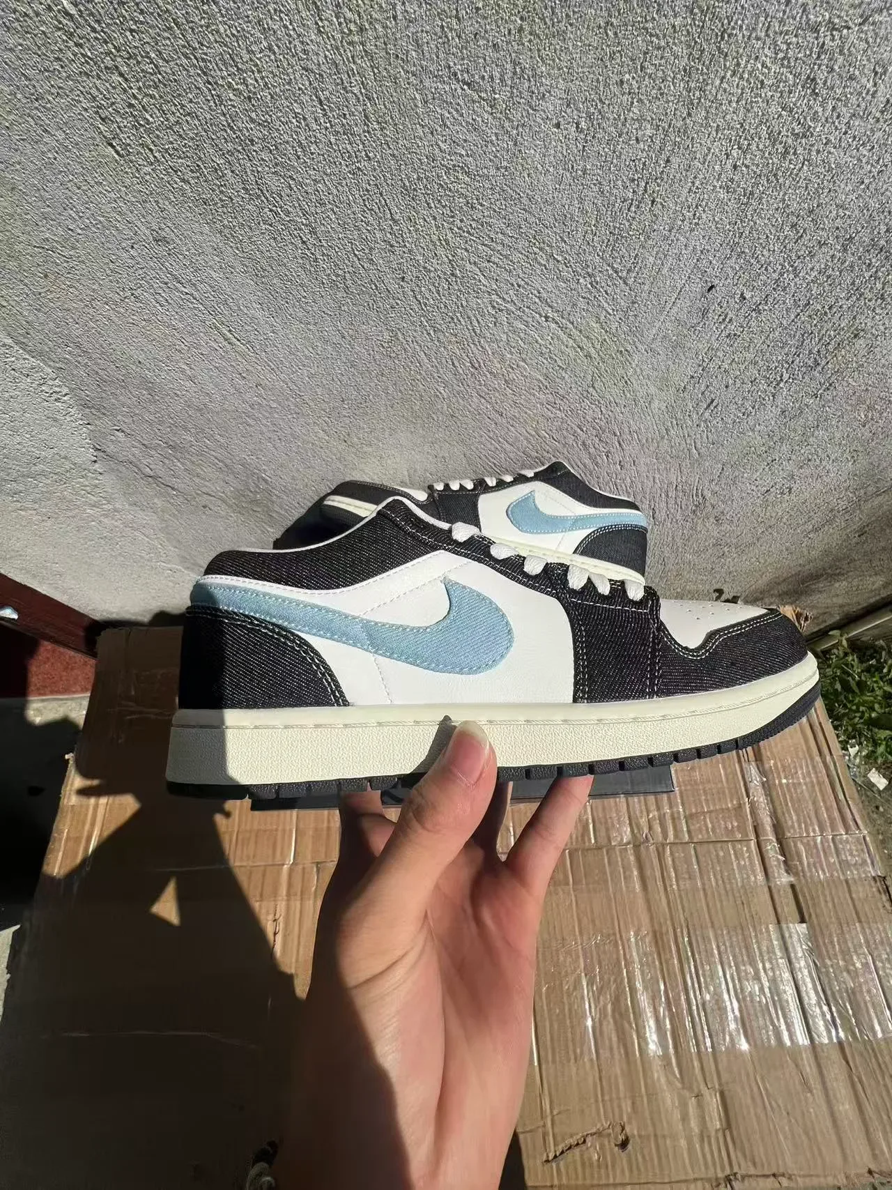 Nike Air Jordan 1 Low Denim and Leather Lifestyle Sneakers 7