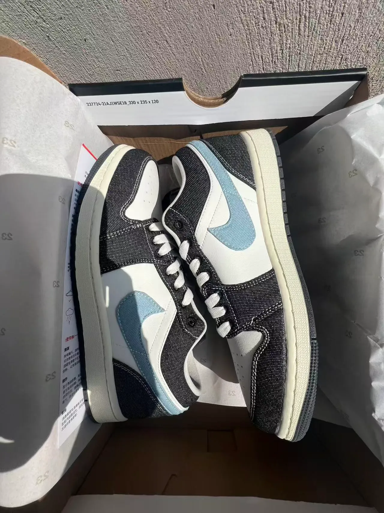 Nike Air Jordan 1 Low Denim and Leather Lifestyle Sneakers 9