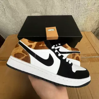 Nike Air Jordan 1 Low Giraffe-Print Haircalf Lifestyle Sneakers
