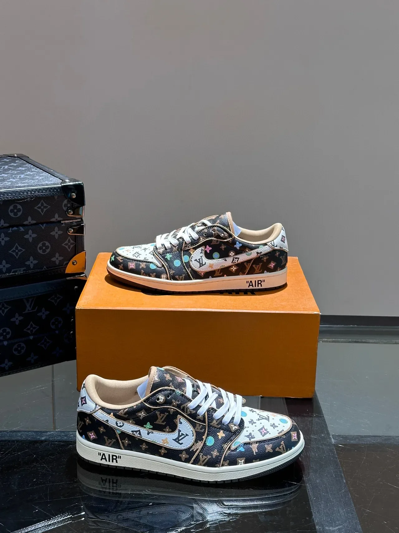 Nike Air Jordan 1 Low Monogram Print Lifestyle Sneakers 4
