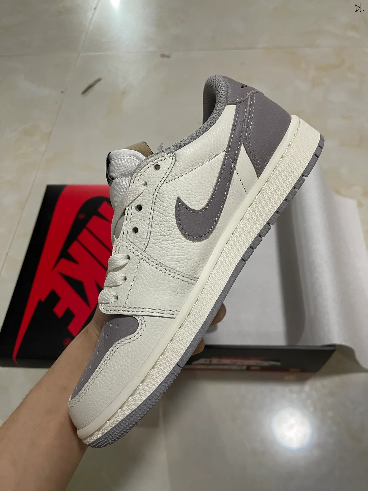 Nike Air Jordan 1 Low Off-White and Gray Lifestyle Sneakers 4