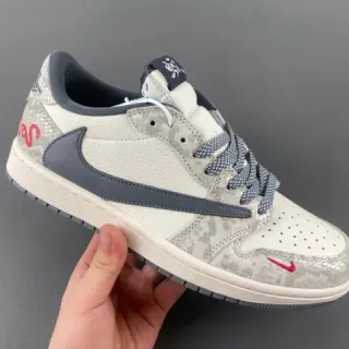 Nike Air Jordan 1 Low Tênis Lifestyle Estampa de Cobra Cinza Vermelho