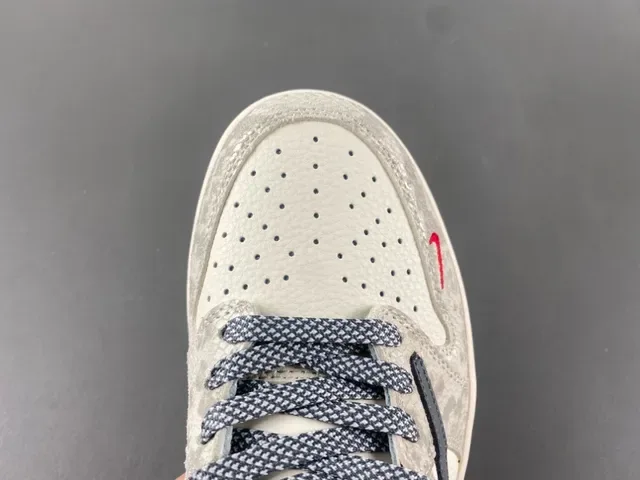 Nike Air Jordan 1 Low Snake Print Gray Red Lifestyle Sneakers 5