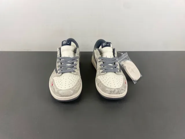 Nike Air Jordan 1 Low Snake Print Gray Red Lifestyle Sneakers 11