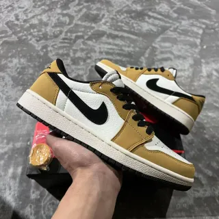 Nike Air Jordan 1 Low Tan and White Lifestyle Sneakers