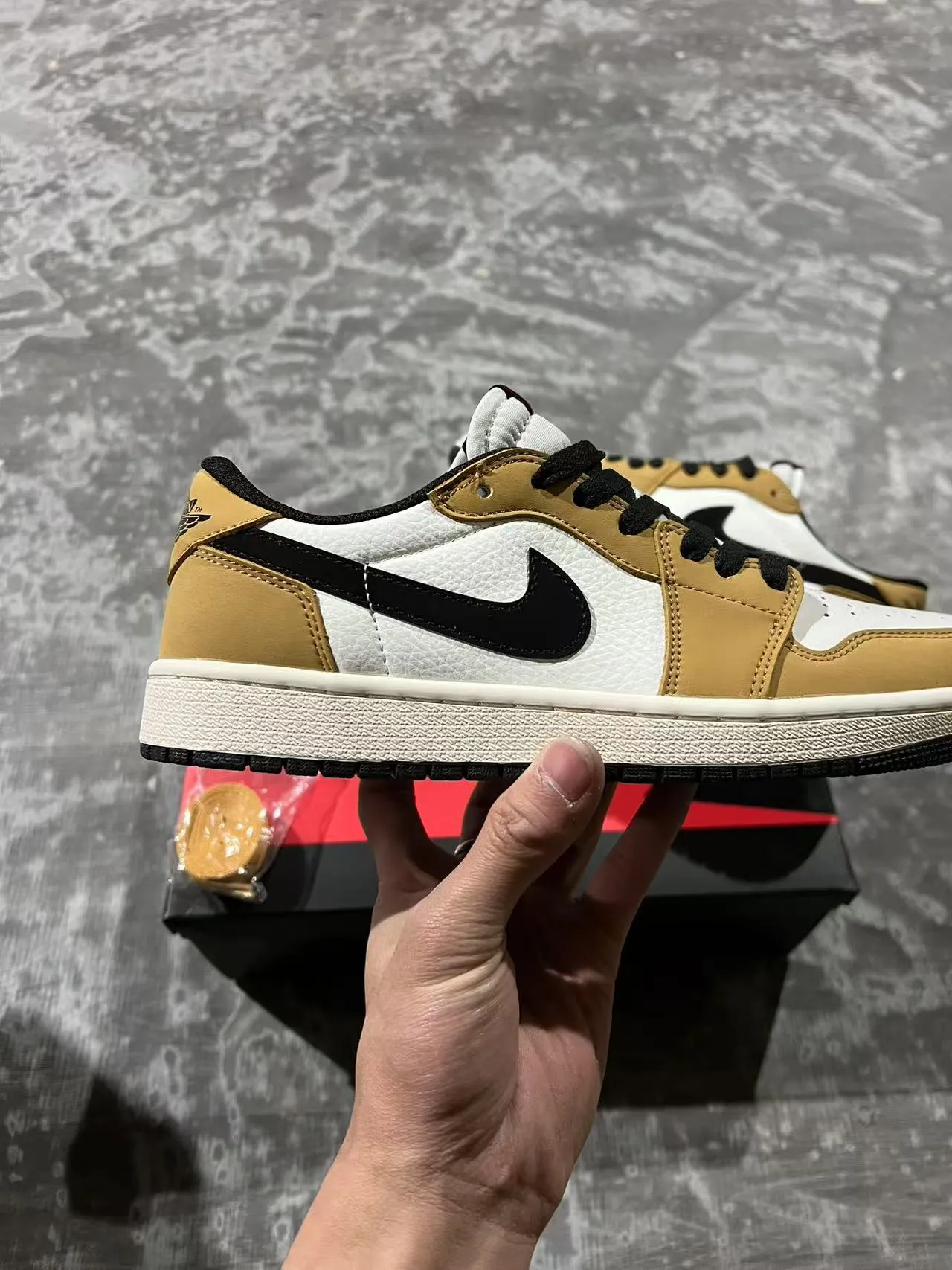 Nike Air Jordan 1 Low Tan and White Lifestyle Sneakers 7