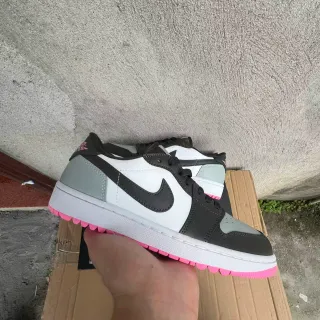 Nike Air Jordan 1 Low White Black Gray Pink Lifestyle Sneakers