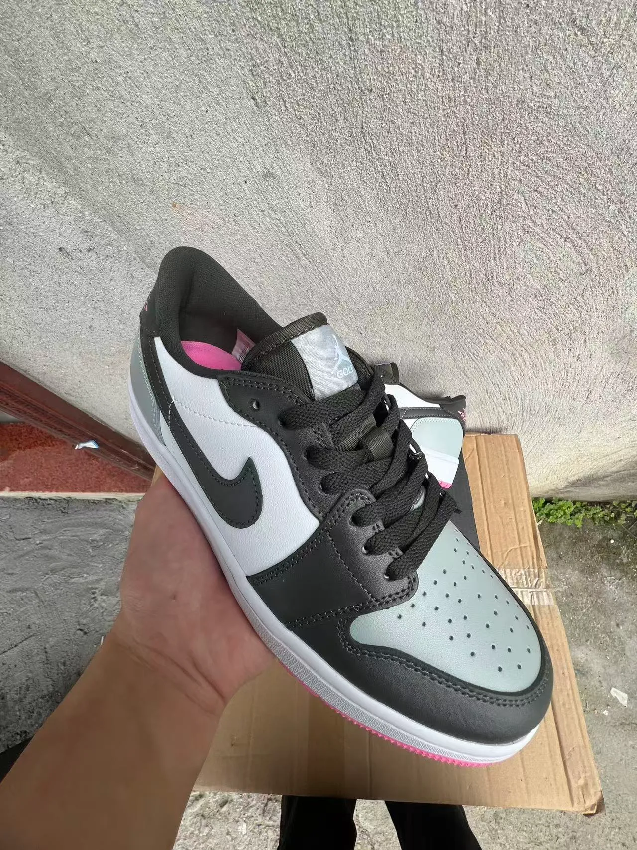Nike Air Jordan 1 Low White Black Gray Pink Lifestyle Sneakers 2