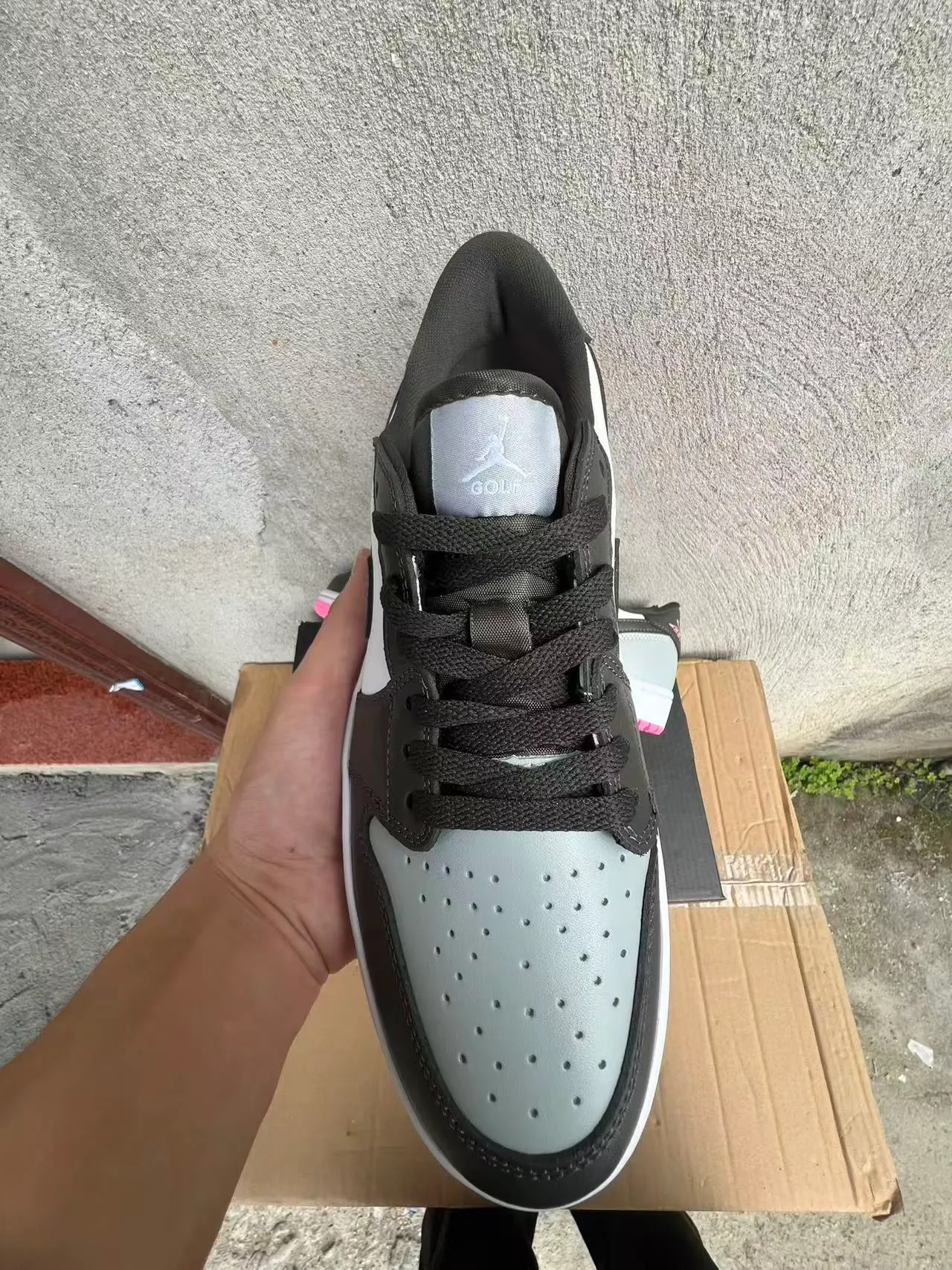 Nike Air Jordan 1 Low White Black Gray Pink Lifestyle Sneakers 3