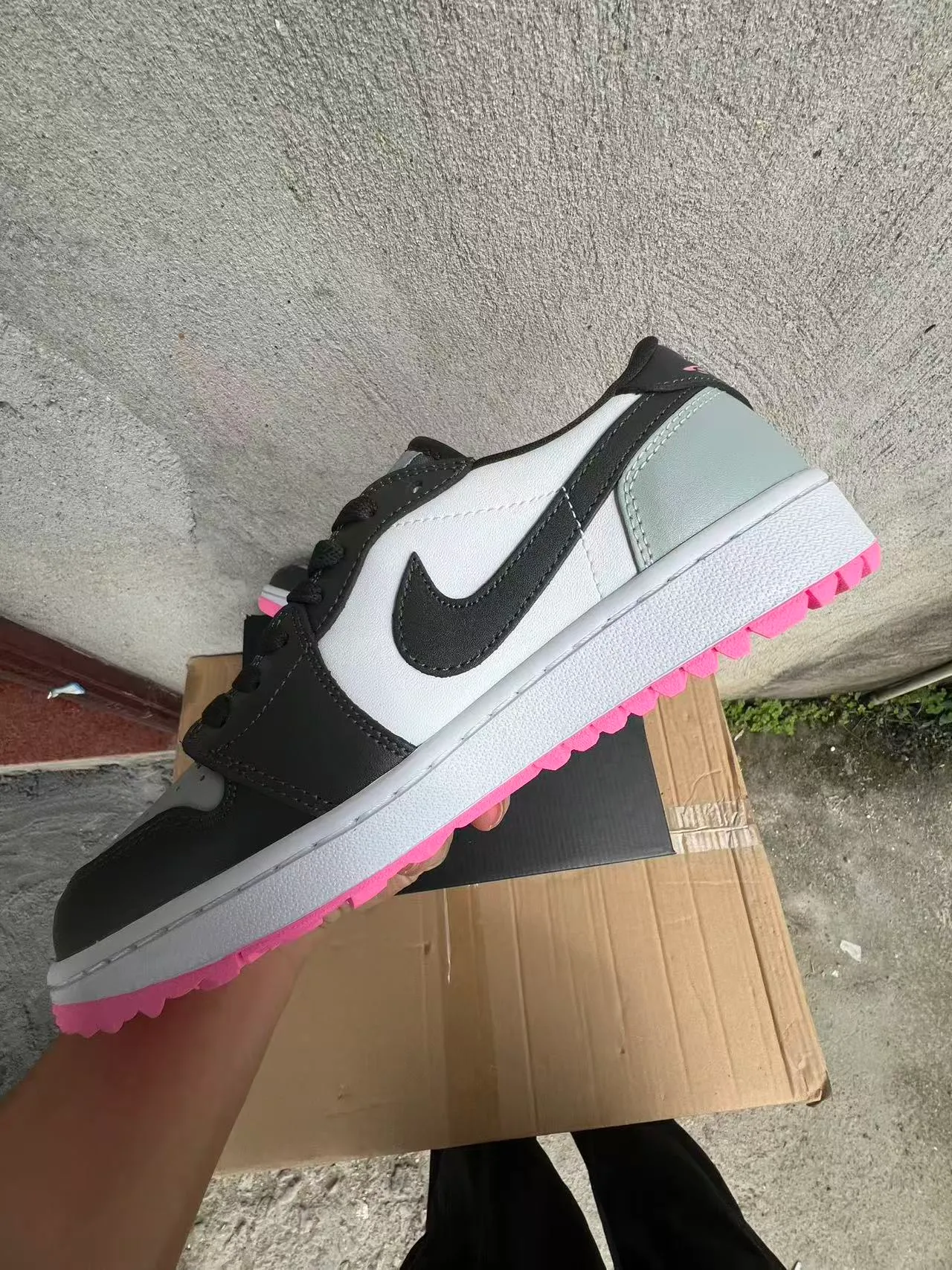 Nike Air Jordan 1 Low White Black Gray Pink Lifestyle Sneakers 5