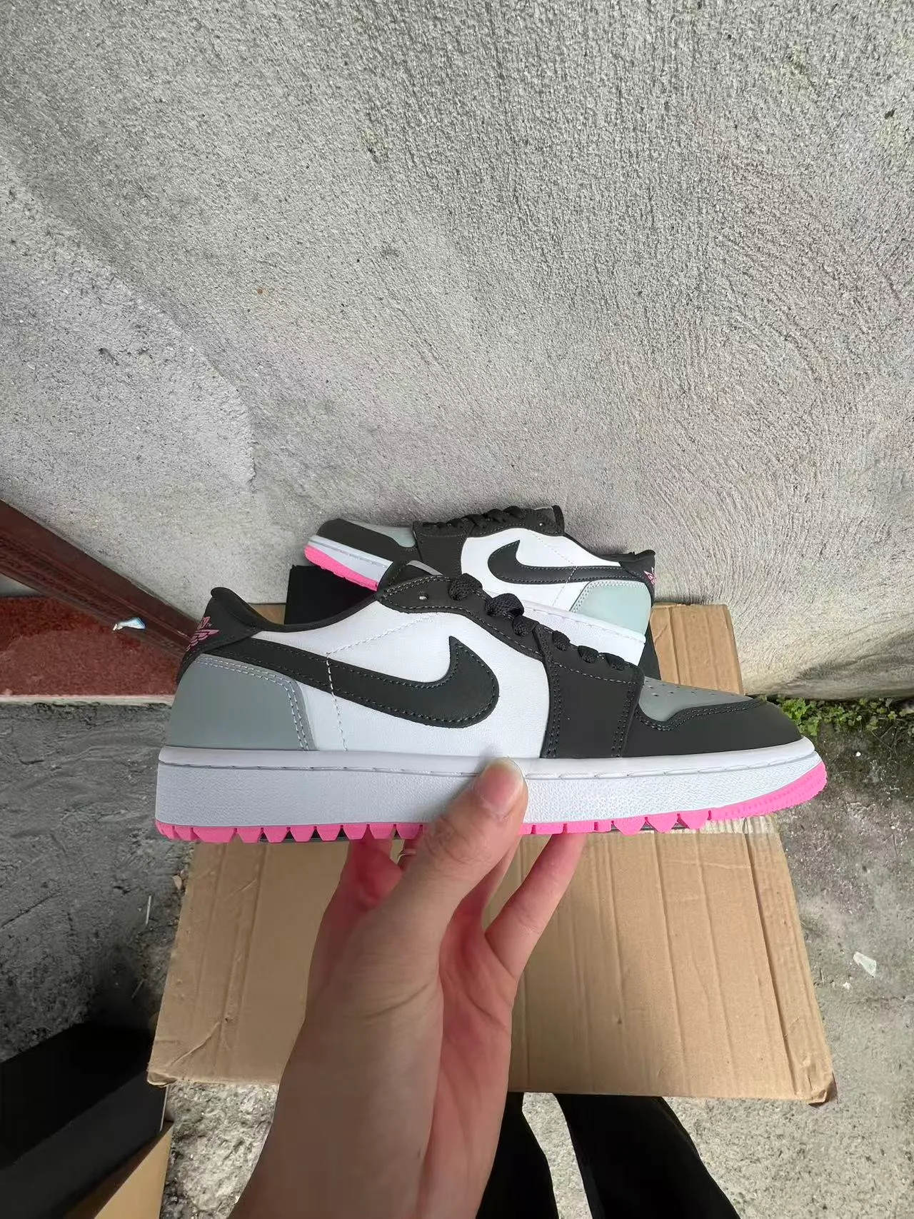 Nike Air Jordan 1 Low White Black Gray Pink Lifestyle Sneakers 7