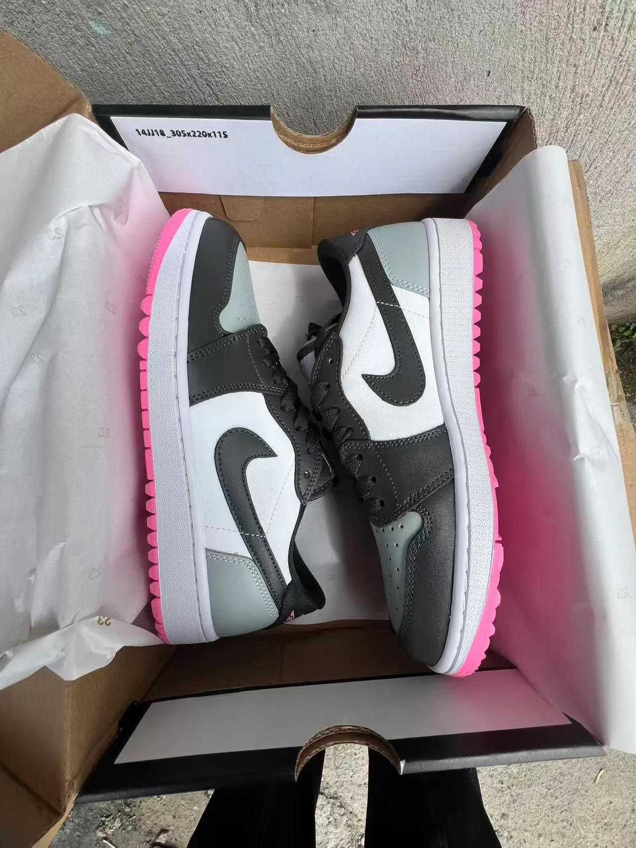 Nike Air Jordan 1 Low White Black Gray Pink Lifestyle Sneakers 9