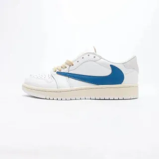 Nike Air Jordan 1 Low White Blue Leather Upper Lifestyle Sneakers