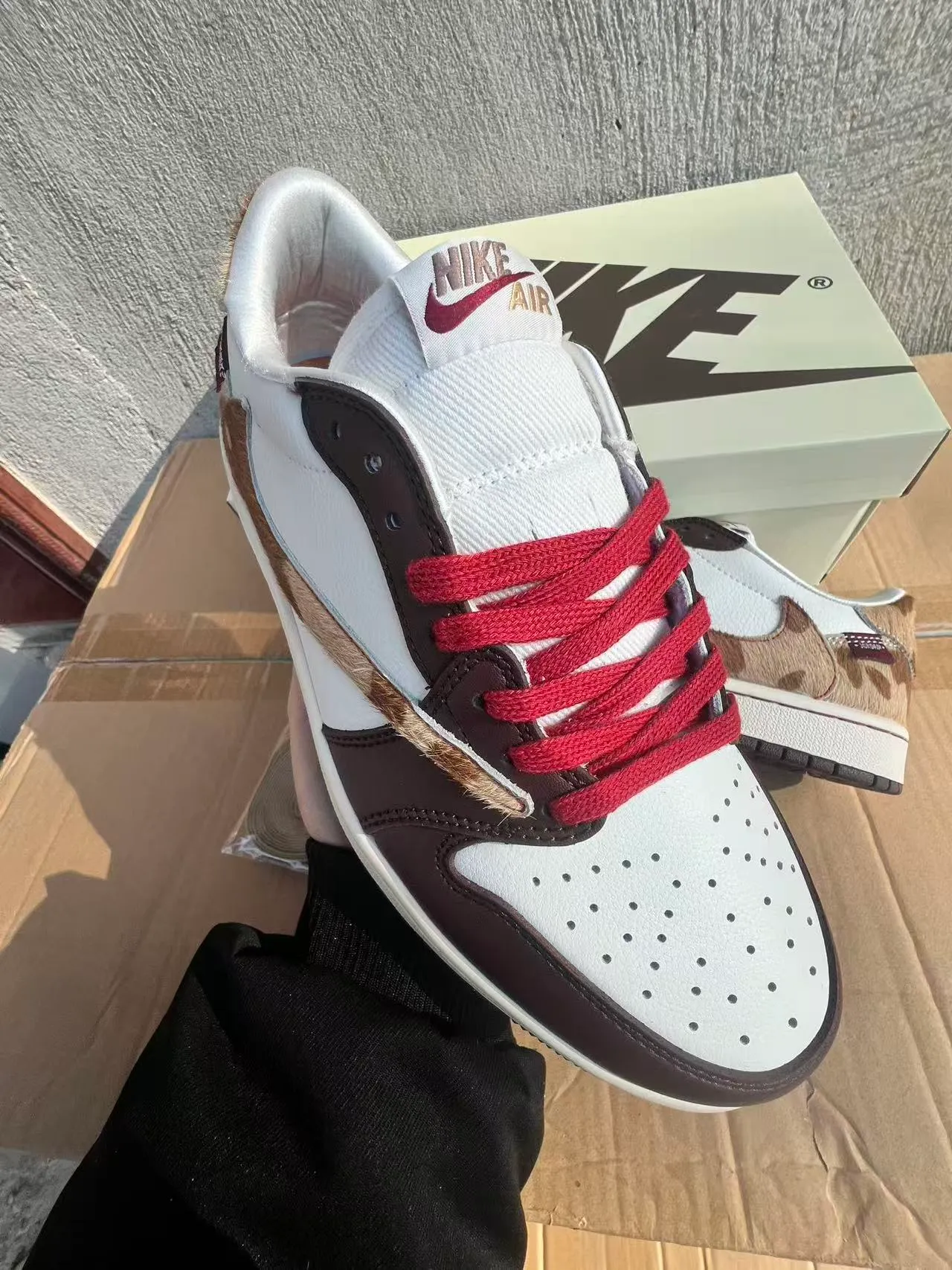 Nike Air Jordan 1 Low White Brown Cowhide Lifestyle Sneakers 2