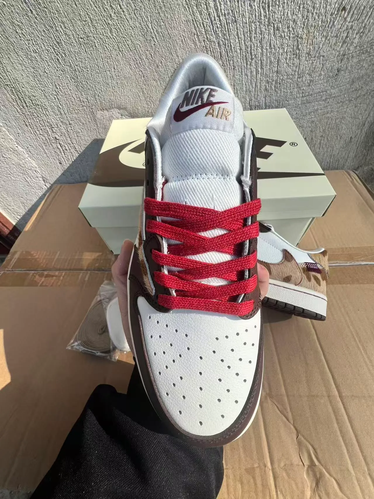Nike Air Jordan 1 Low White Brown Cowhide Lifestyle Sneakers 3