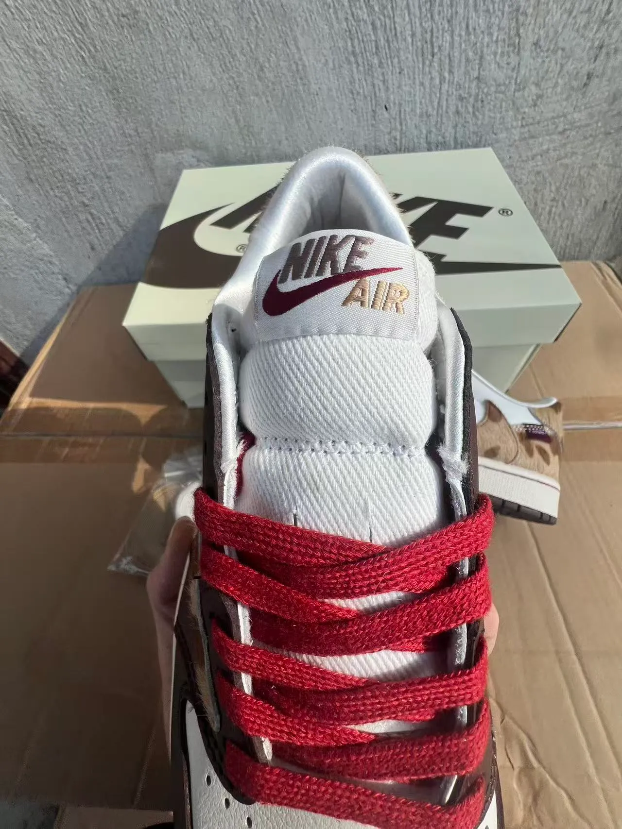 Nike Air Jordan 1 Low White Brown Cowhide Lifestyle Sneakers 4