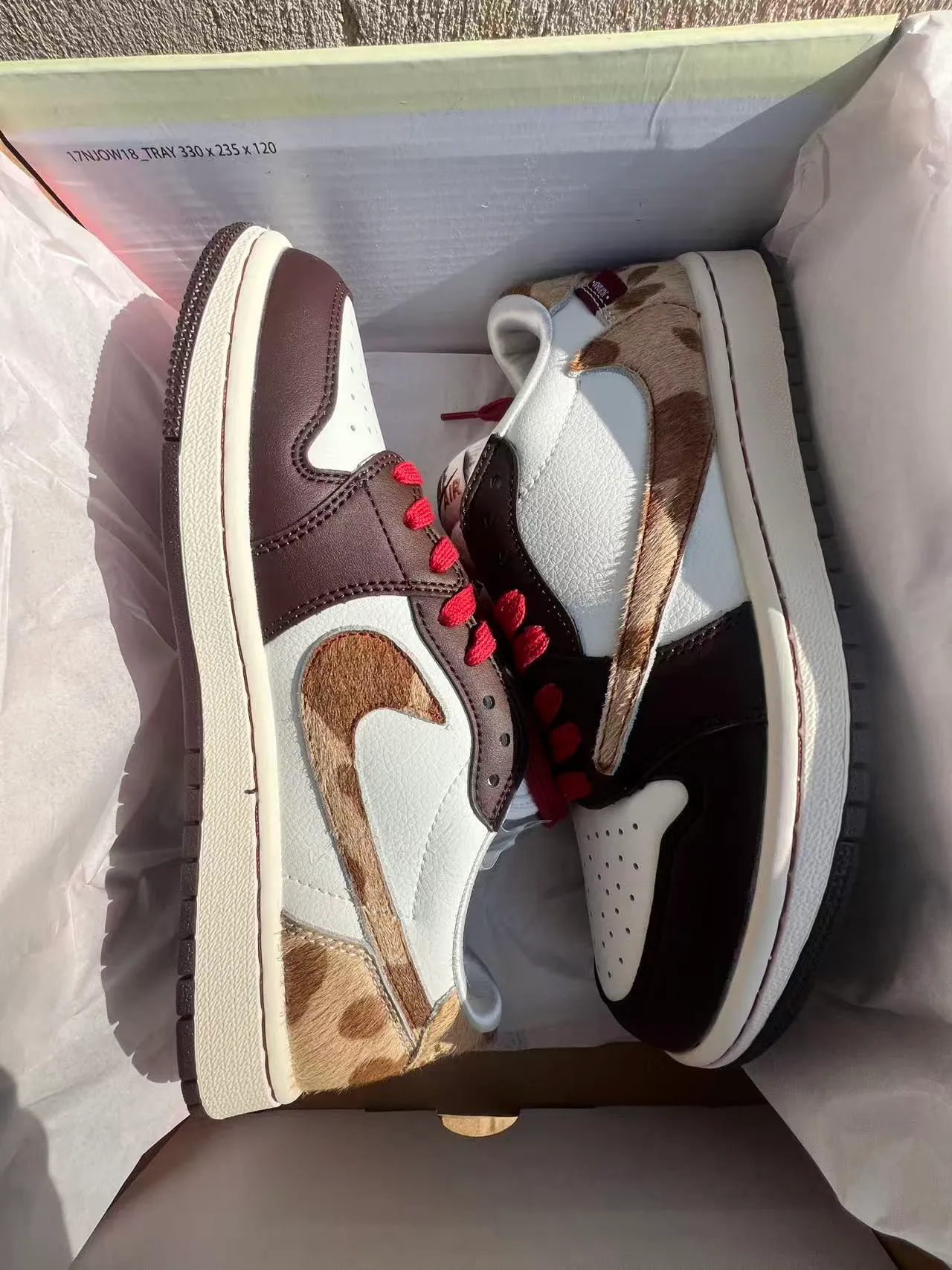 Nike Air Jordan 1 Low White Brown Cowhide Lifestyle Sneakers 9