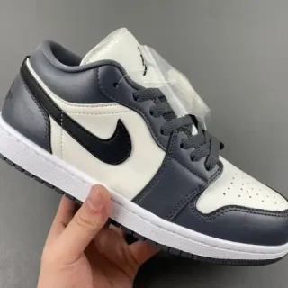 Nike Air Jordan 1 Low White Dark Gray Black Lifestyle Sneakers