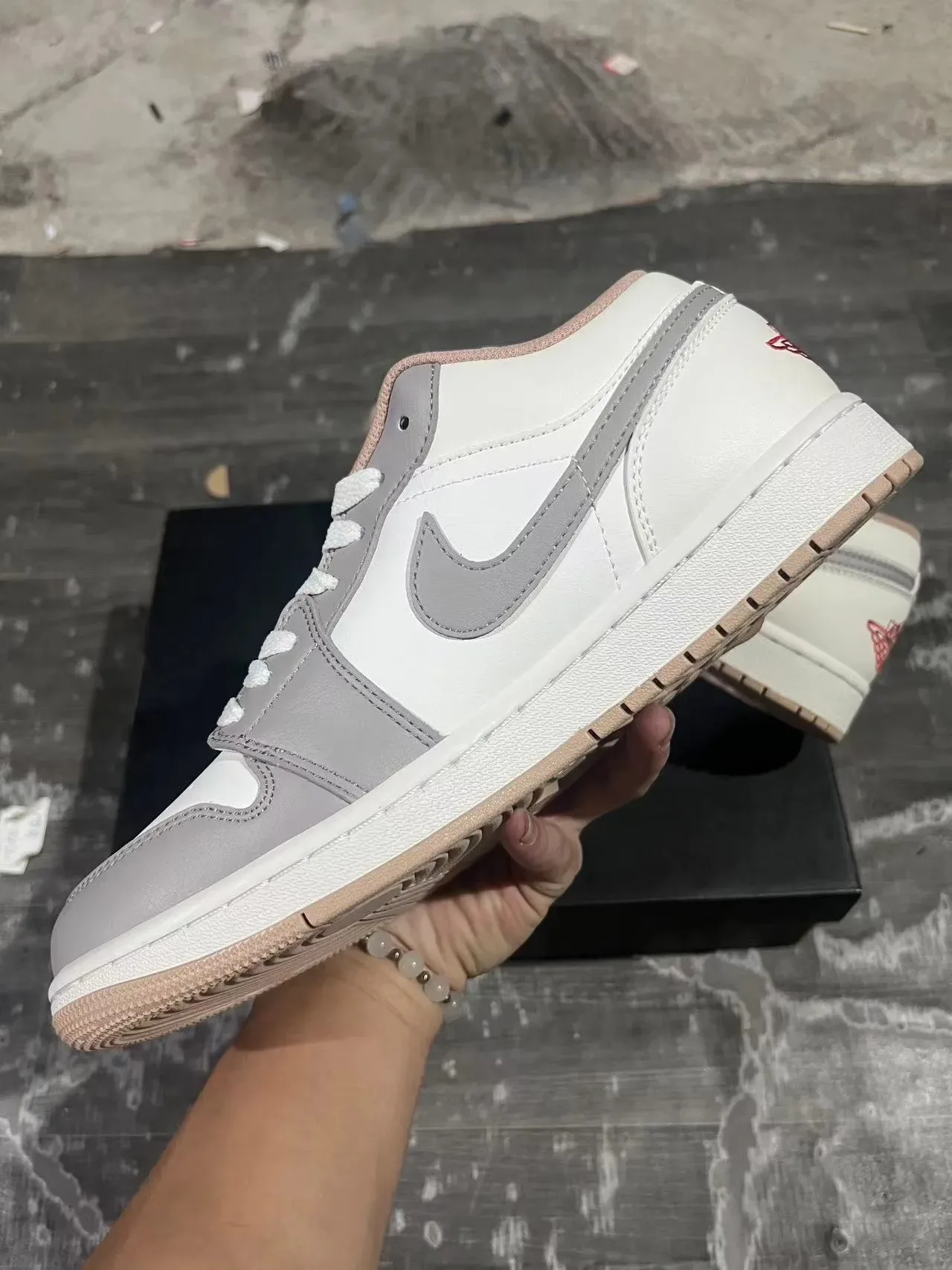 Nike Air Jordan 1 Low White Gray Gum Lifestyle Sneakers 5