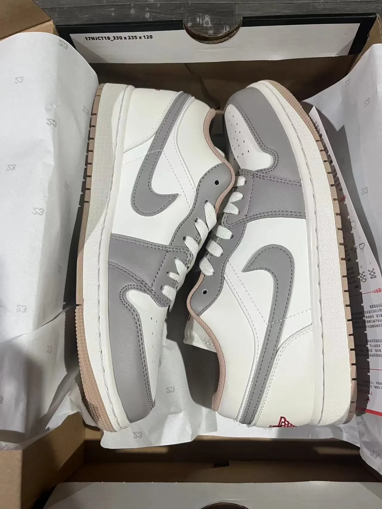Nike Air Jordan 1 Low White Gray Gum Lifestyle Sneakers 9