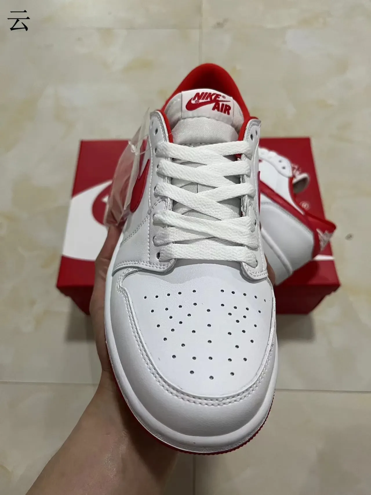 Nike Air Jordan 1 Low White Red Lifestyle Sneakers 3