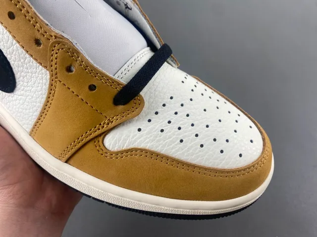 Nike Air Jordan 1 Low White Tan Black Lifestyle Sneakers 2
