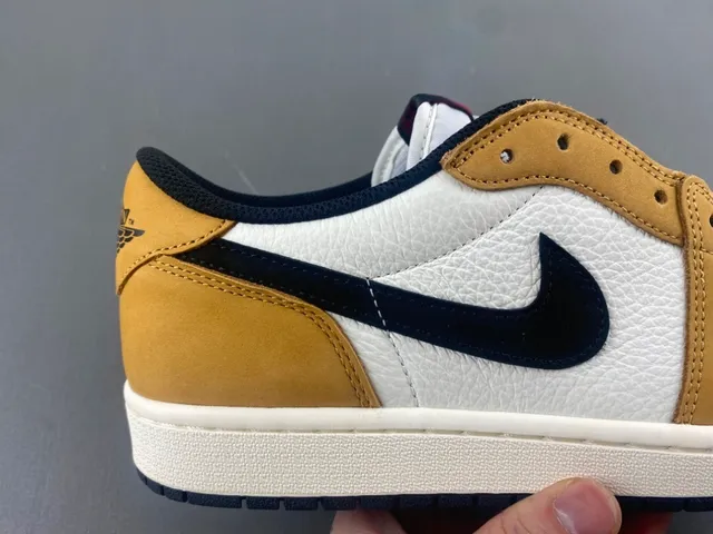 Nike Air Jordan 1 Low White Tan Black Lifestyle Sneakers 3