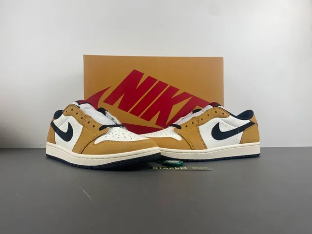Nike Air Jordan 1 Low White Tan Black Lifestyle Sneakers 13