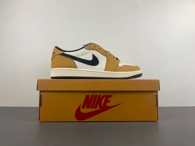 Nike Air Jordan 1 Low White Tan Black Lifestyle Sneakers 15