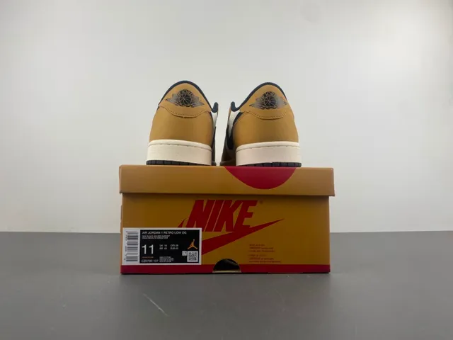Nike Air Jordan 1 Low White Tan Black Lifestyle Sneakers 17