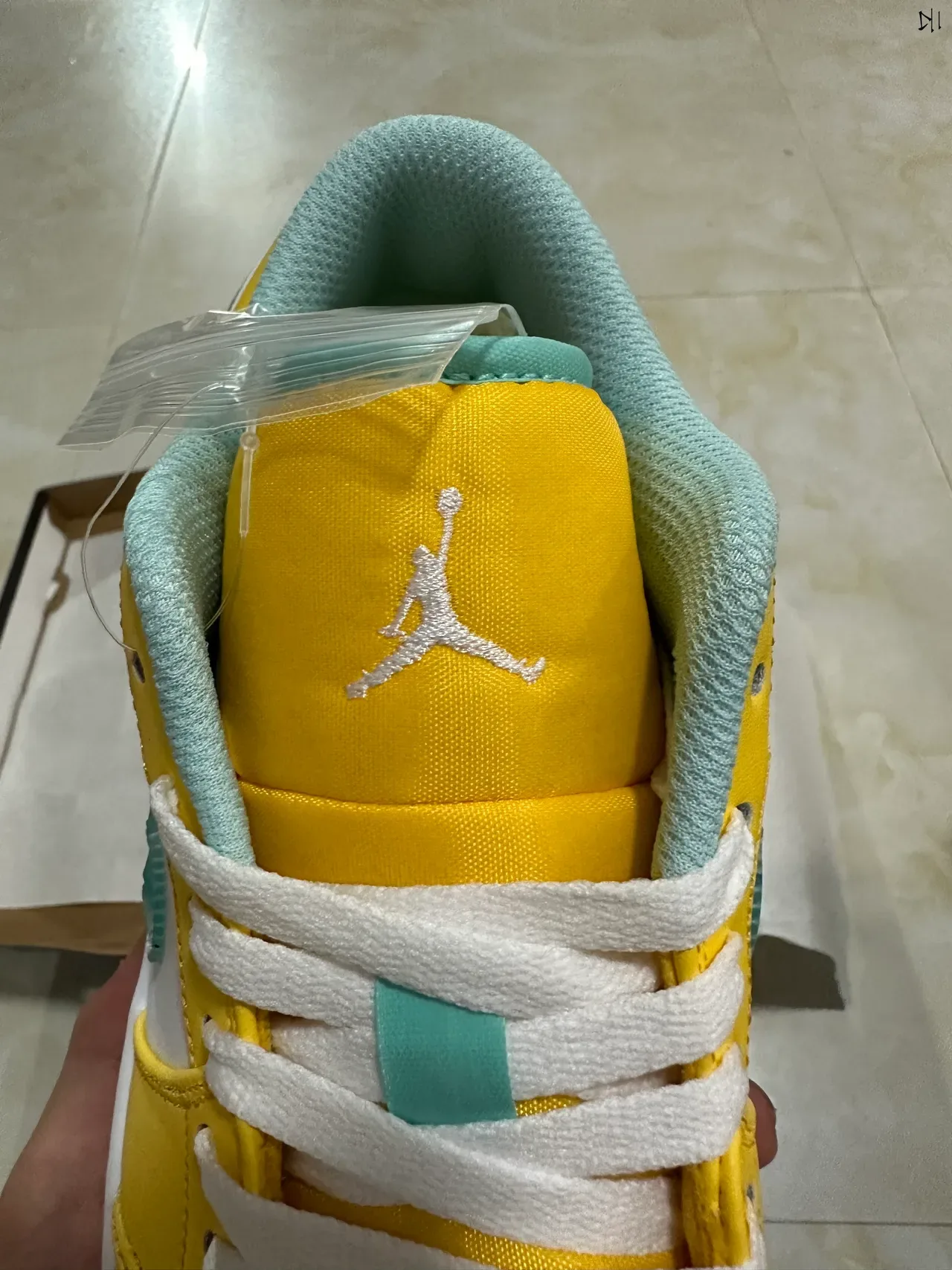 Nike Air Jordan 1 Low Yellow White Aqua Speckled Lifestyle Sneakers 4