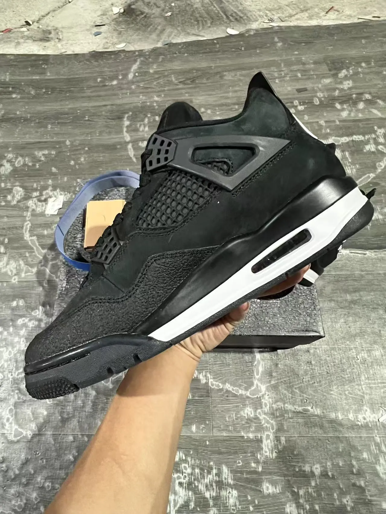 Nike Air Jordan 4 Black White Basketball Shoes 5