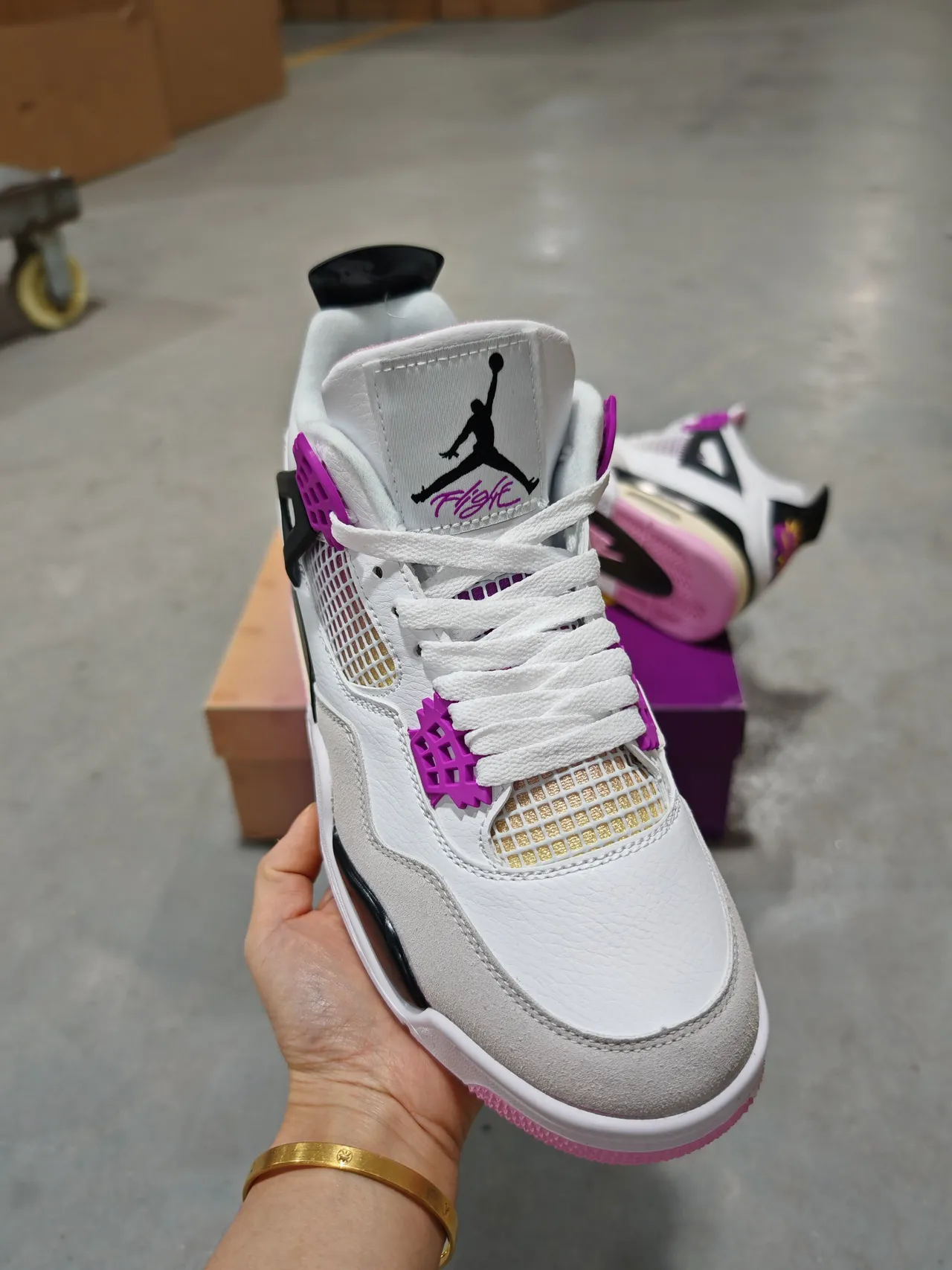 Nike Air Jordan 4 White Black Magenta Basketball Shoes 4