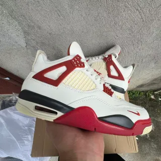 Nike Air Jordan 4 Zapatos de Baloncesto Blancos Rojos Negros