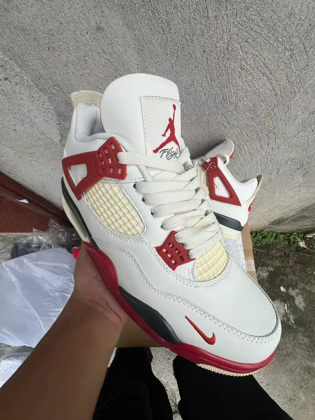 Nike Air Jordan 4 White Red Black Basketball Shoes 2