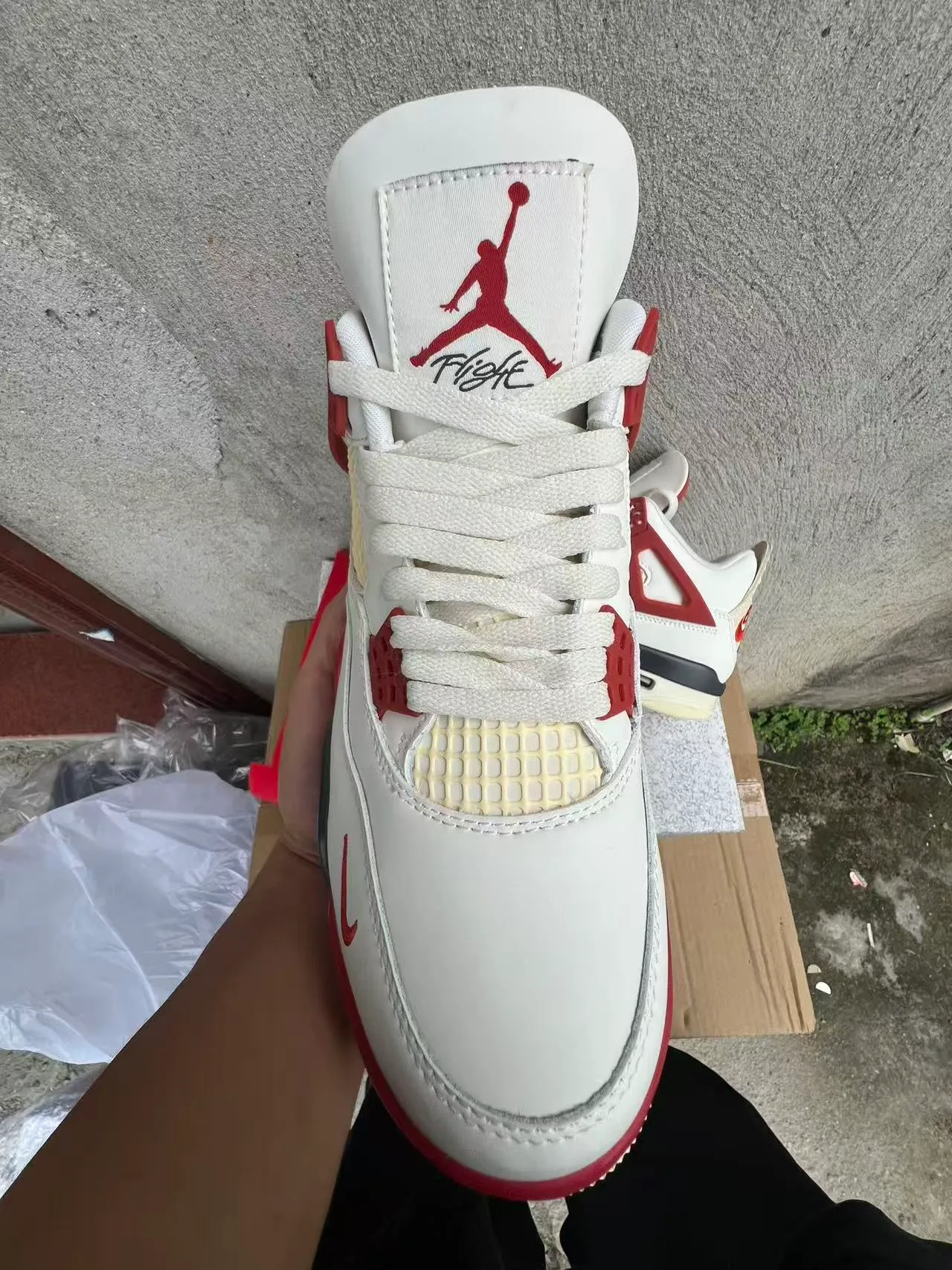 Nike Air Jordan 4 White Red Black Basketball Shoes 3